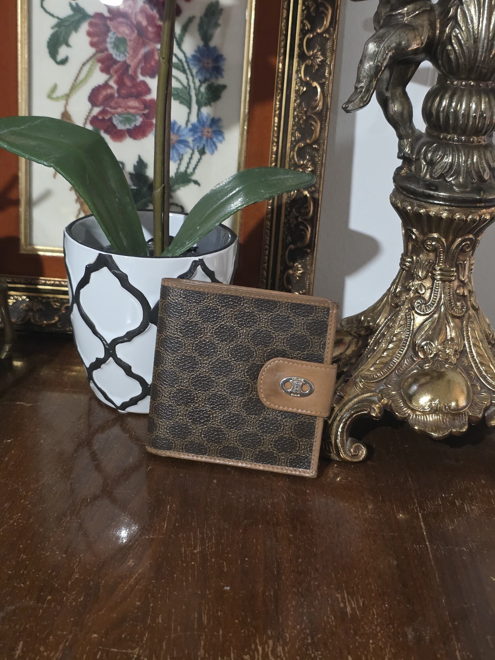 Vintage Céline Macadam bifold wallet with iconic brown monogram coated canvas